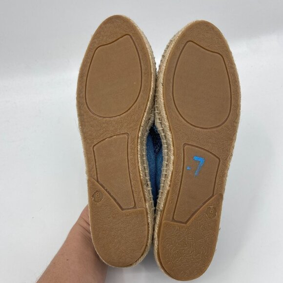SAKS FIFTH AVENUE Women's Blue Denim Fringe Slip On Espadrille Shoes Size 7 - Picture 8 of 11